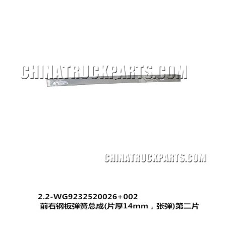 Sinotruk HOWO Parts Front Rear Suspension Right Before The Steel Plate Spring (14 mm thick) The Fourth Piece- WG9232520026+004 For Sale